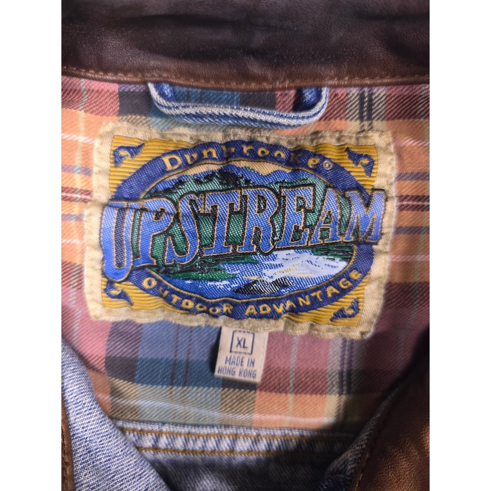 Dunbrooke Upstream Denim Jacket Mens XL Blue Plaid Lined USA Patch - Picture 2 of 14